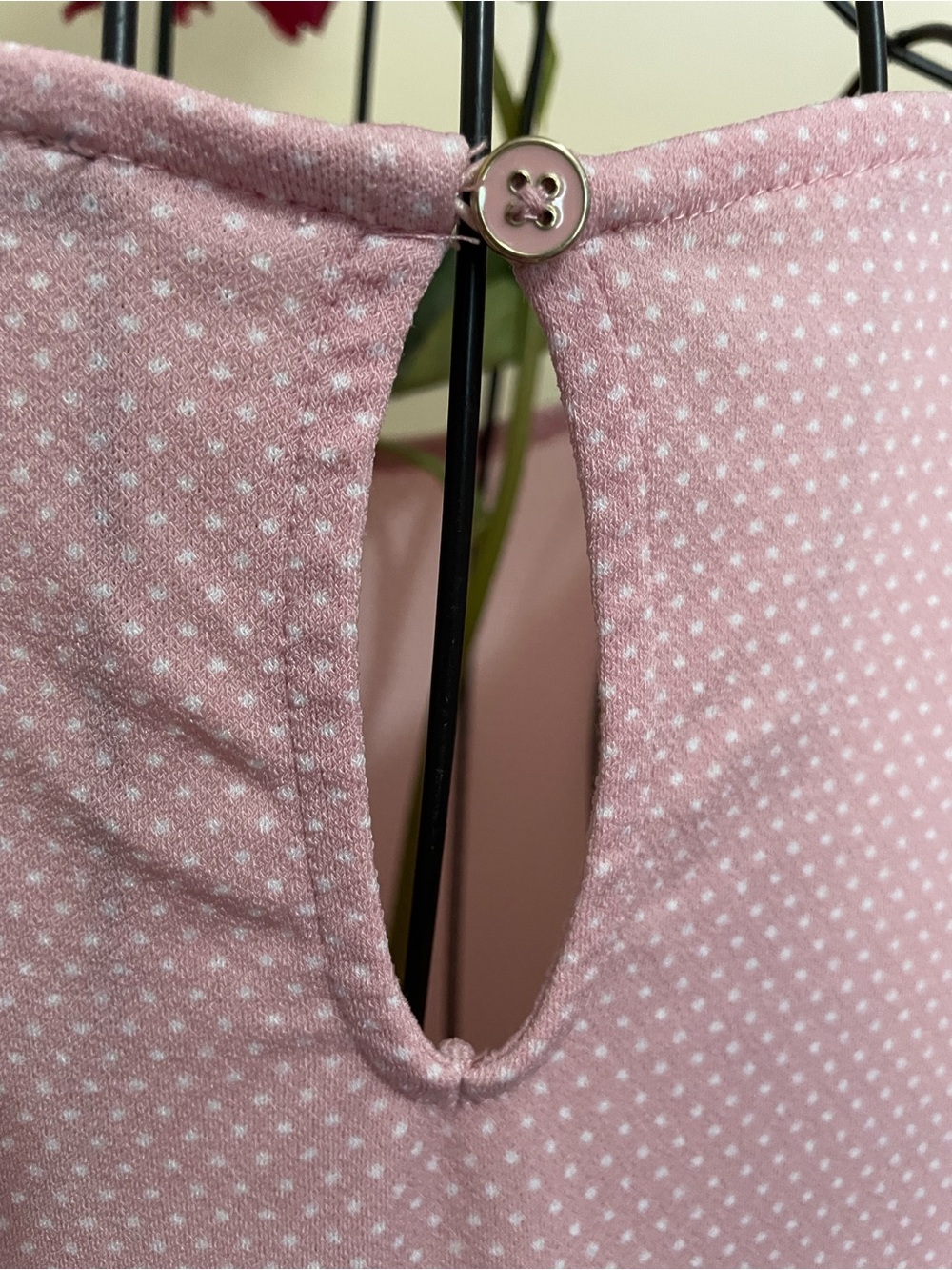 Blush Pink Puff Sleeve Dot Blouse - Picture 7 of 9